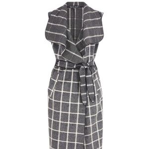 Long ONE SIZE Grey window pane vest